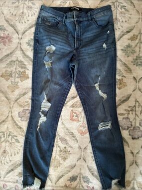 Express Men's Dark Wash Jeans in Indigo Blue